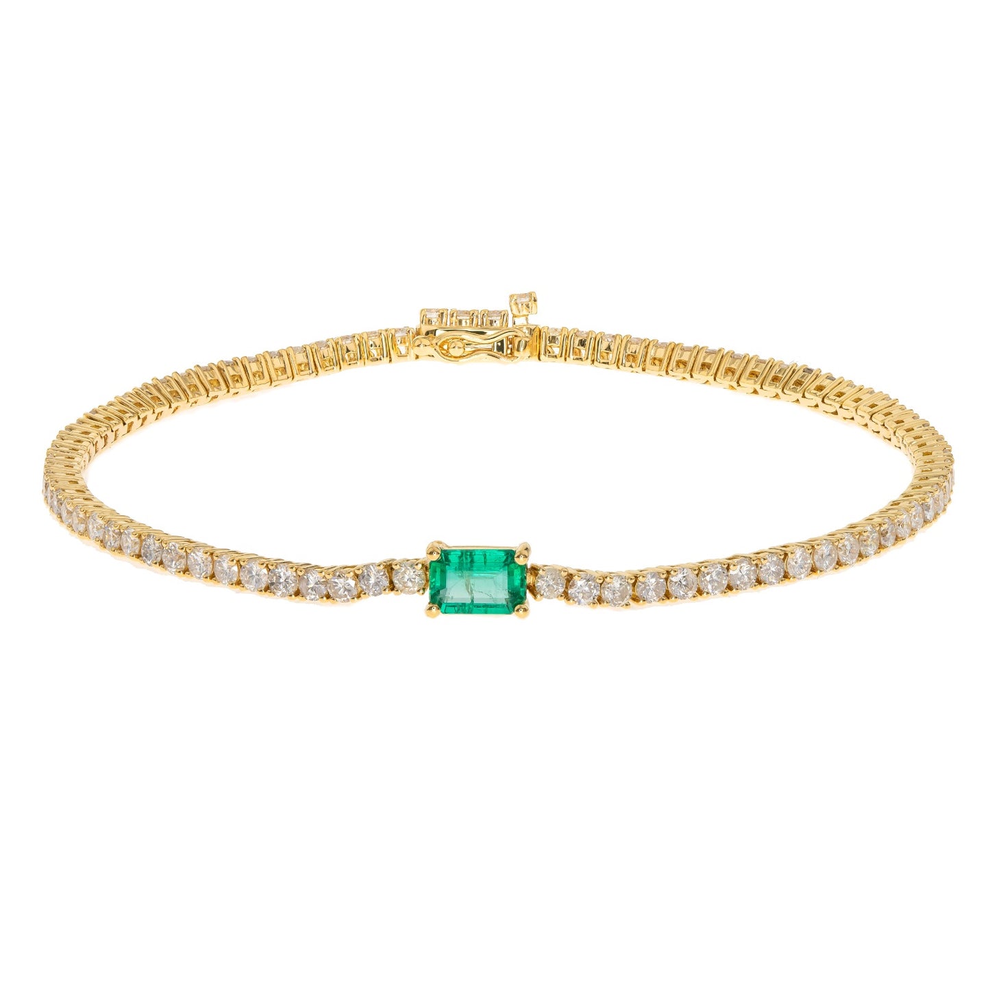 14K Yellow Gold Diamond & Emerald Bracelet