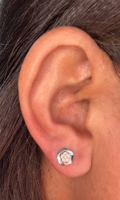14K 2-tone Flower Earrings