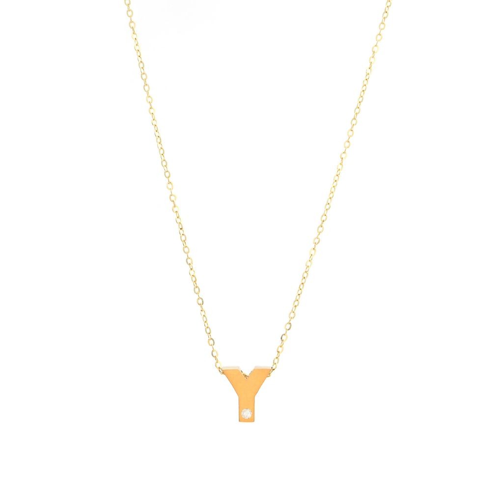 Block Initial "Y" with diamond Necklace