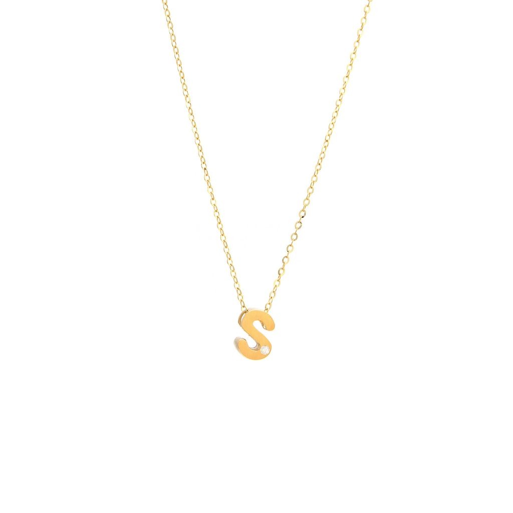 Block Initial "S" with diamond Necklace