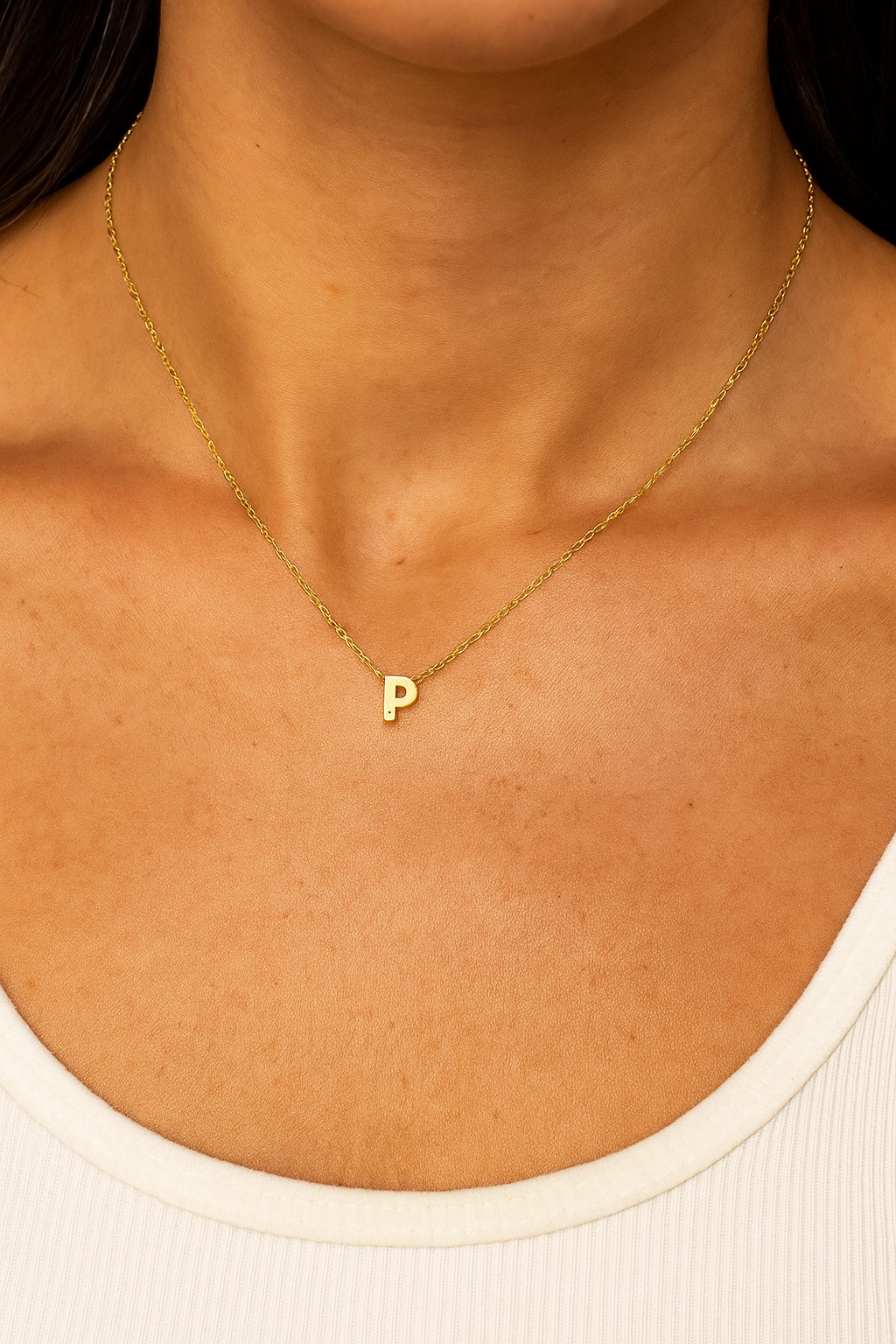 Block Initial "P" with diamond Necklace