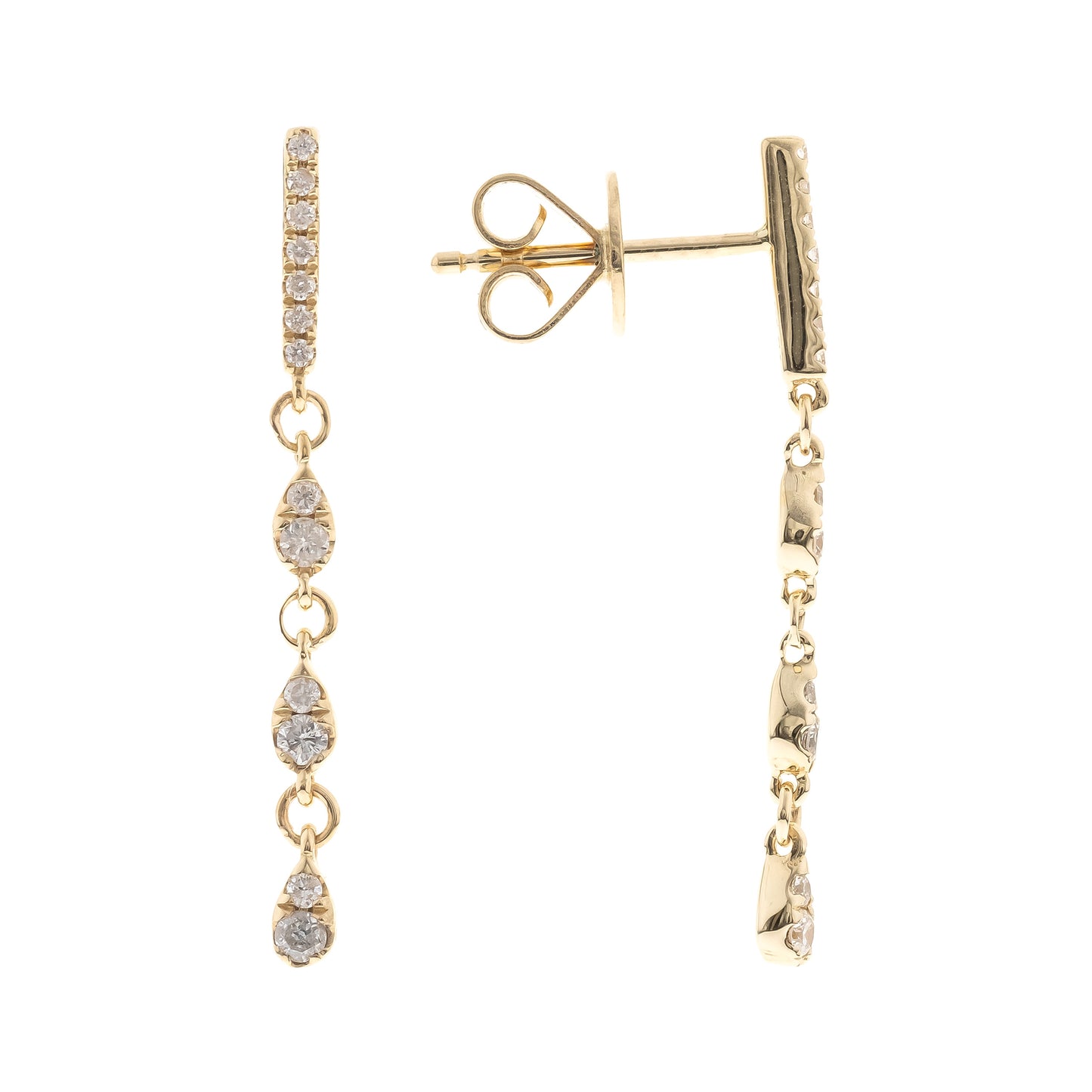 14K YG Diamond Drop Earrings