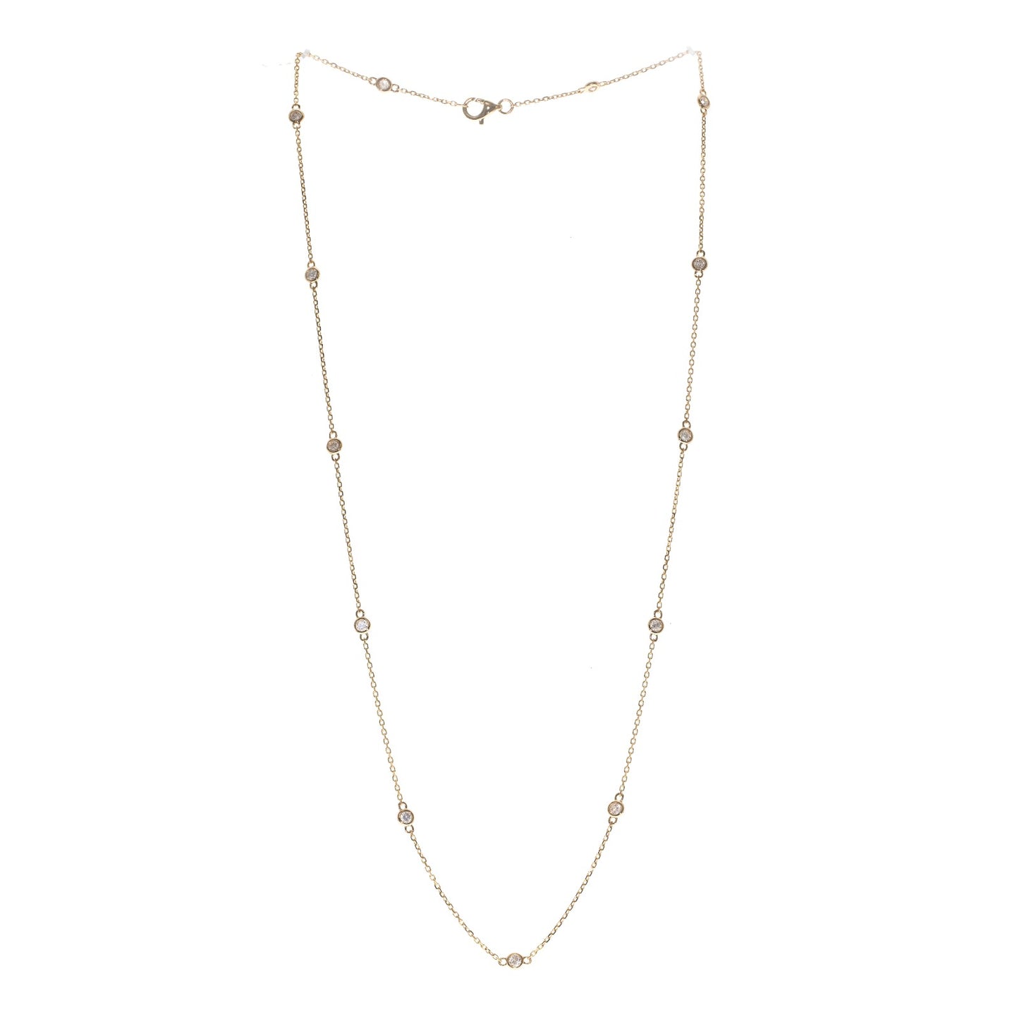 14K YG Diamond Station Necklace