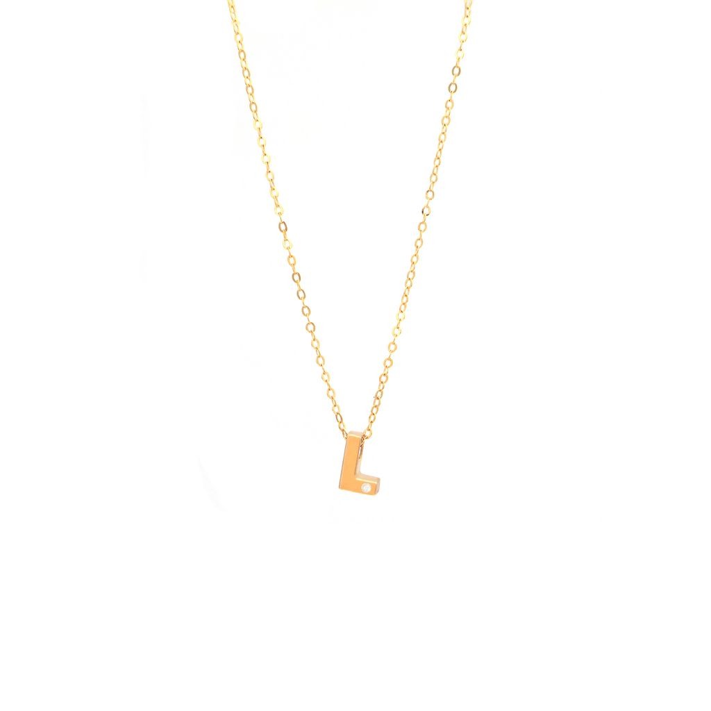 Block Initial "L" with diamond Necklace