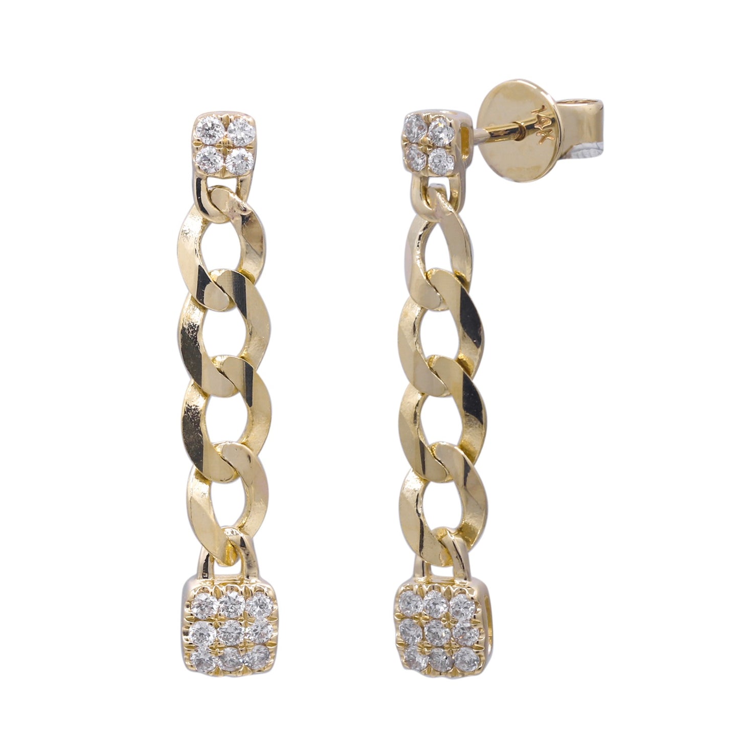 14K YG Diamond Chain Link Earrings