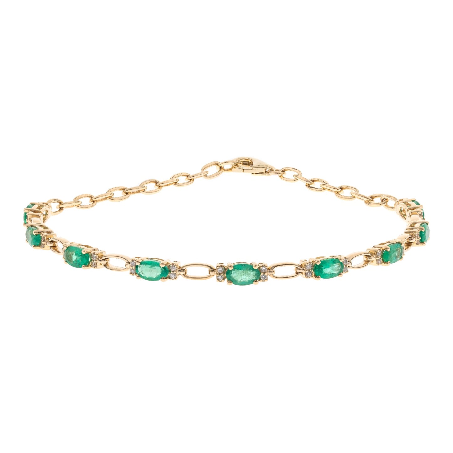 14K YG Emerald and Diamond Bracelet