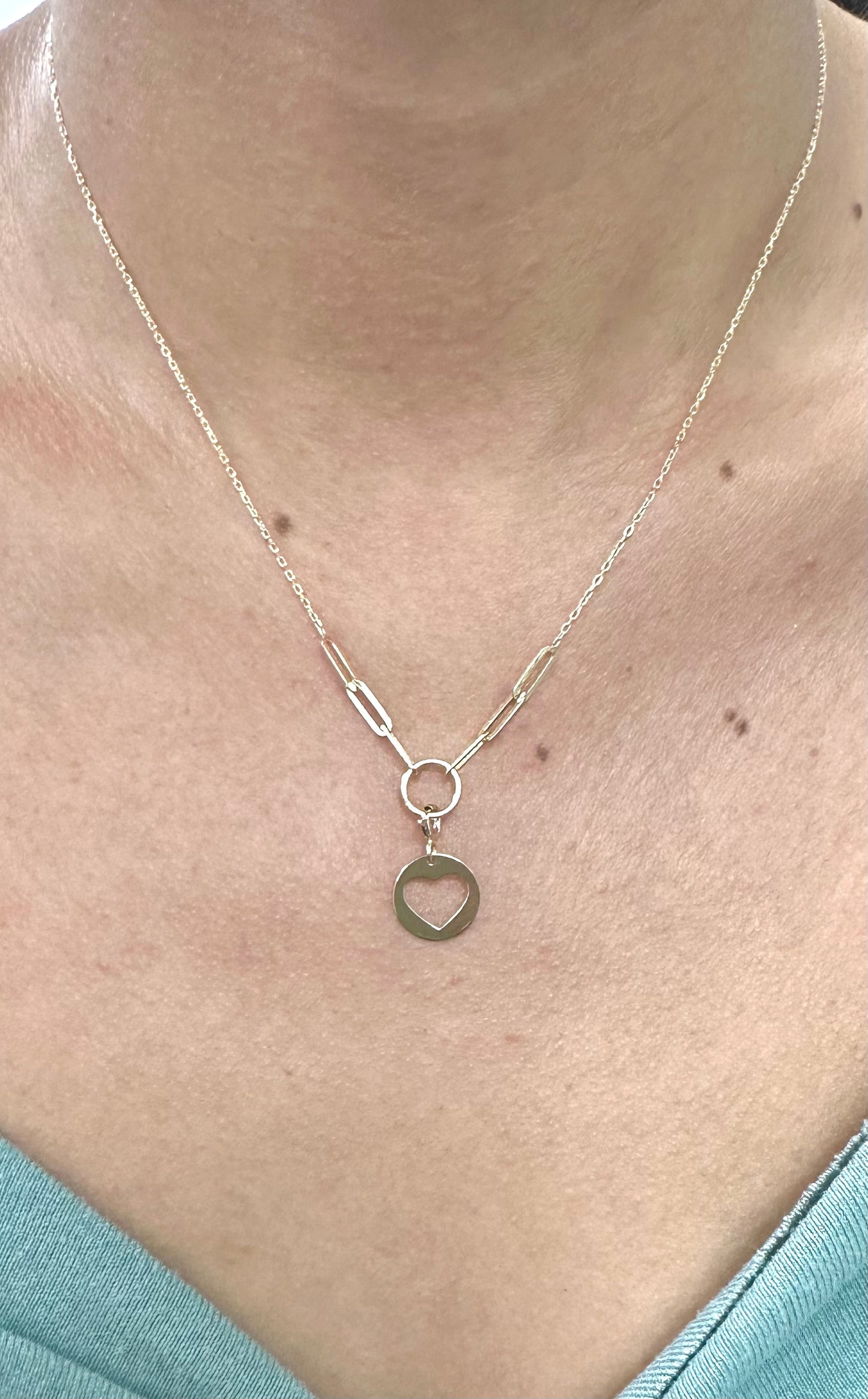 14K YG Open Heart Necklace