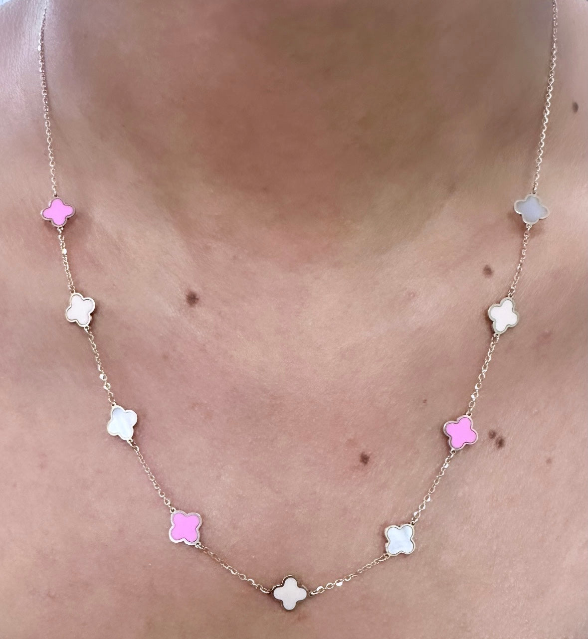 14K YG Multi-Flower Necklace