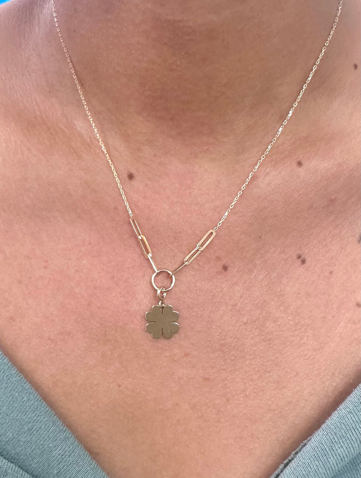 14K YG Hearts/Clover Necklace