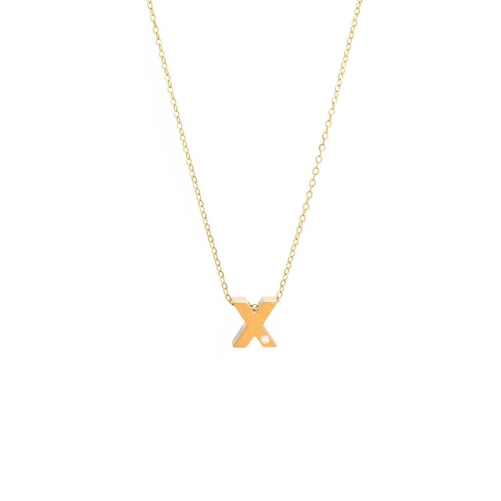 Block Initial "X" with diamond Necklace