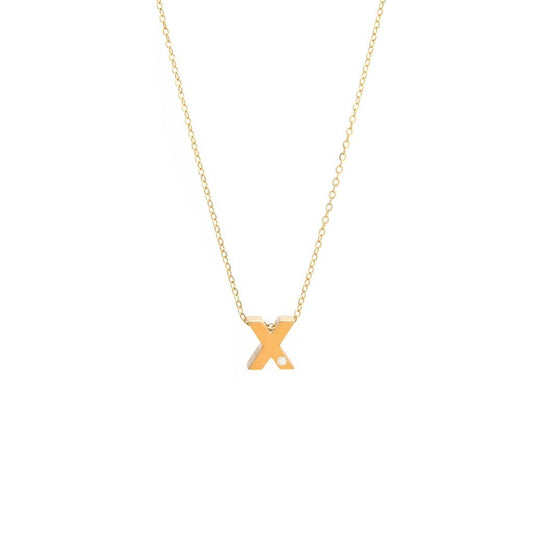 Block Initial "X" with diamond Necklace