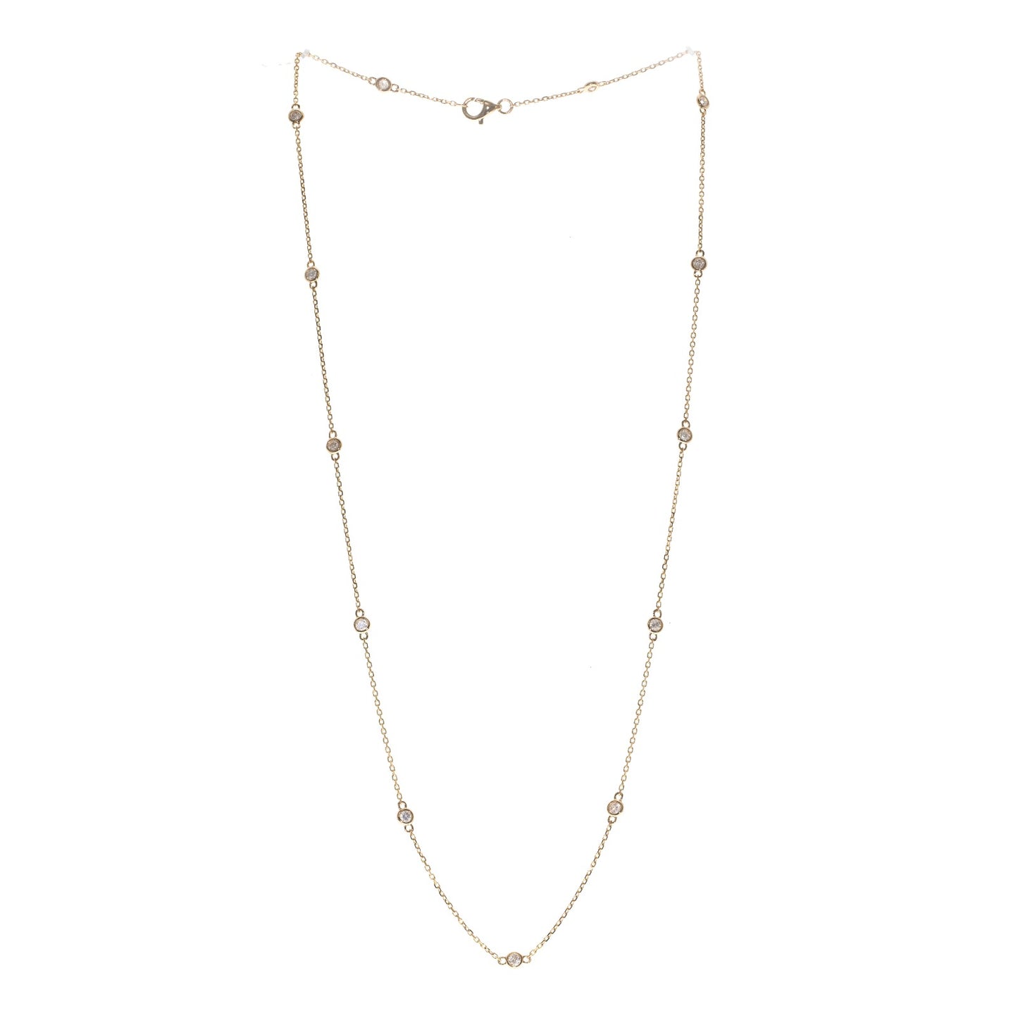 14K YG Diamond Station Necklace