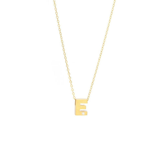 Block Initial "E" with diamond Necklace