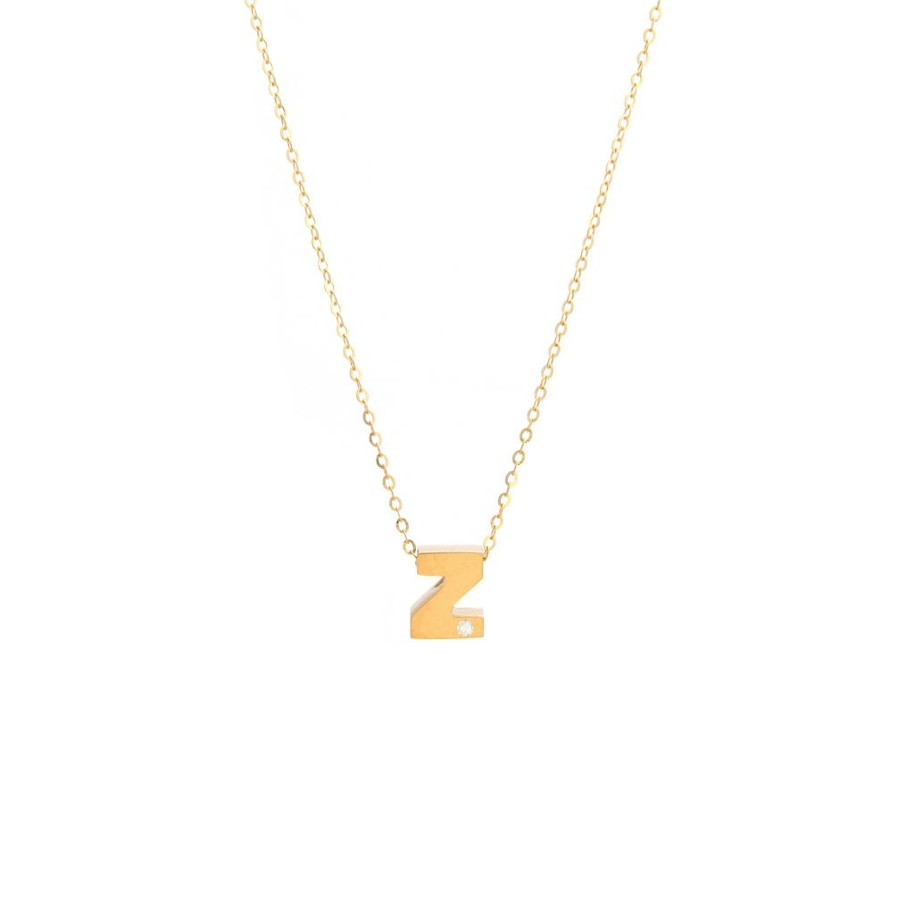 Block Initial "Z" with diamond Necklace