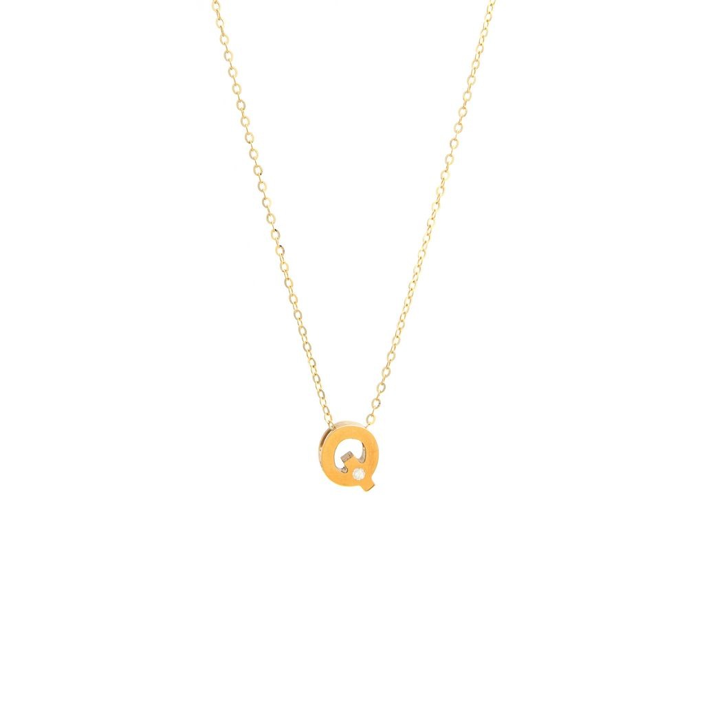 Block Initial "Q" with diamond Necklace