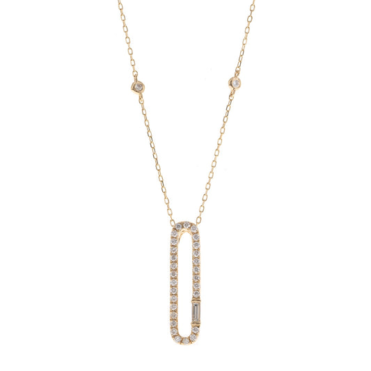 14K YG Diamond Paperclip Necklace