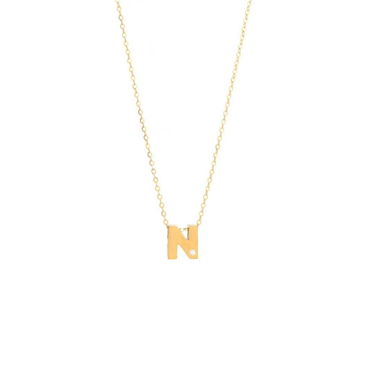 Block Initial "N" with diamond Necklace